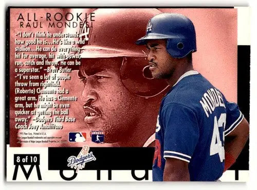 Raul Mondesi baseball card featuring Raul Mondesi Los Angeles Dodgers player