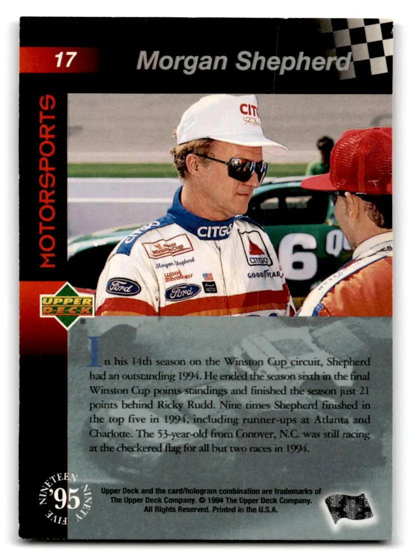 1995 Upper Deck #17 Morgan Shepherd - Racing Card Single