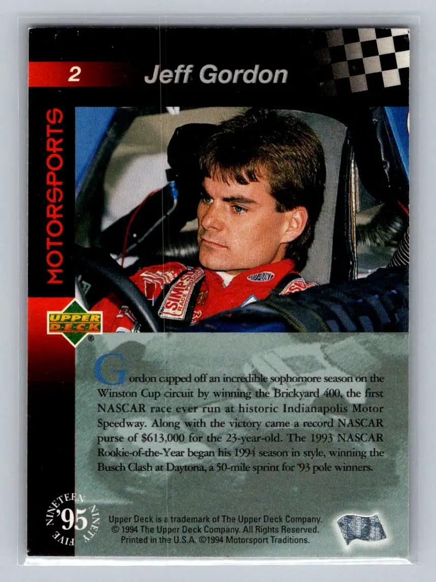 1995 Upper Deck #2 Jeff Gordon Hendrick Motorsports - Racing Card Single