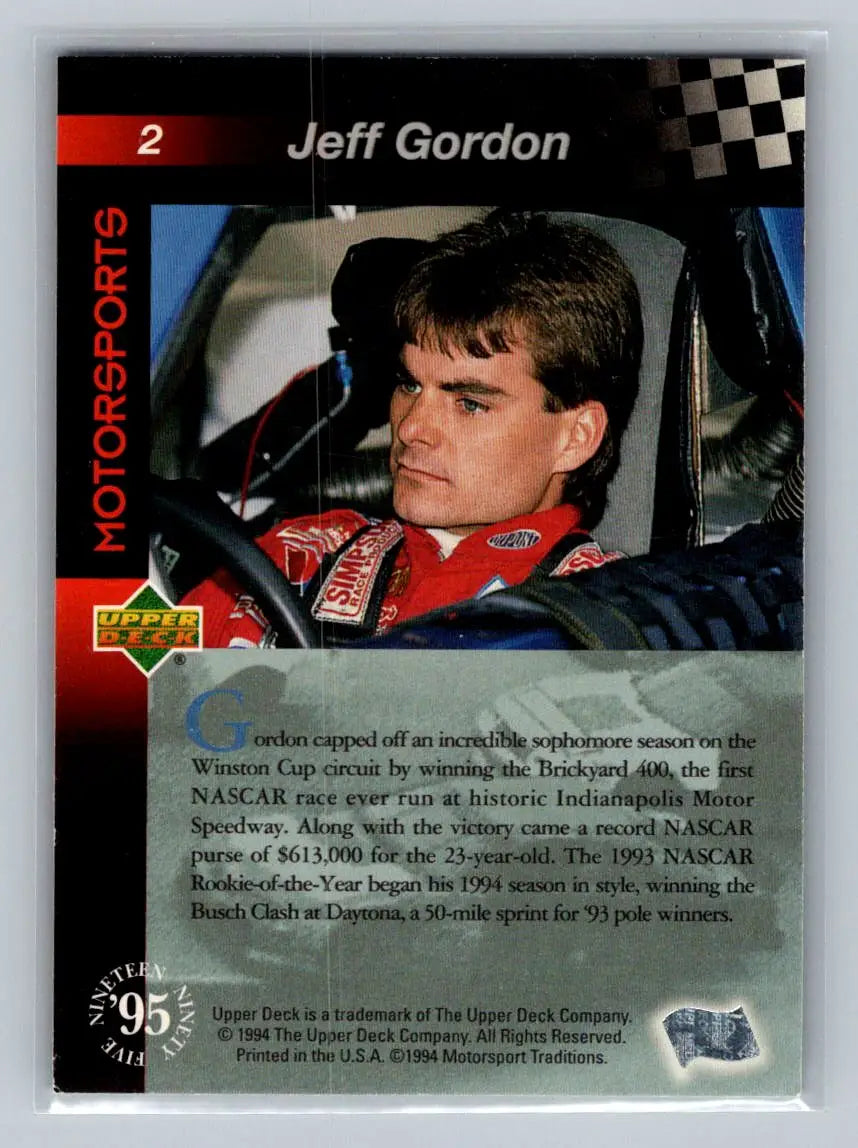 1995 Upper Deck #2 Jeff Gordon Hendrick Motorsports - Racing Card Single