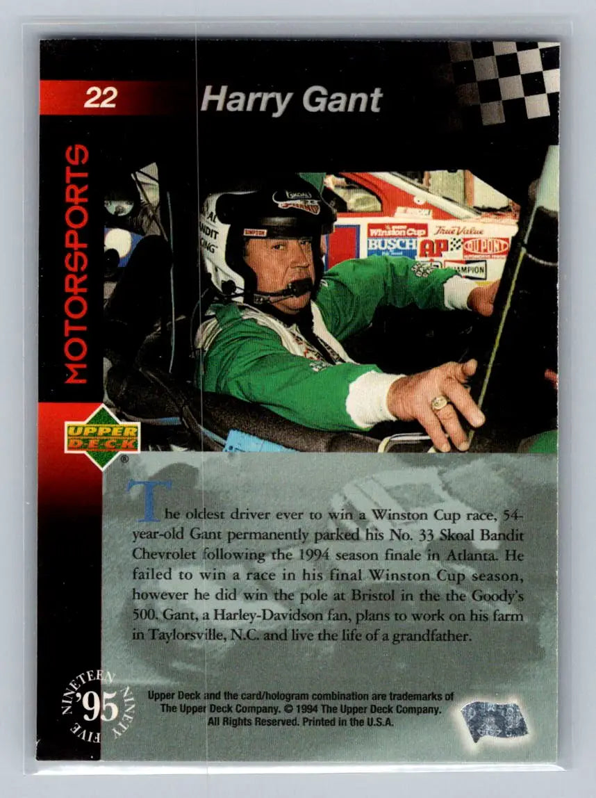 1995 Upper Deck #22 Harry Gant Leo Jackson Motorsports - Racing Card Single