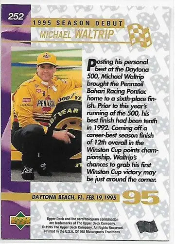 1995 Upper Deck #252 Michael Waltrip NM-MT SD - Racing Card Single
