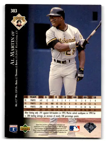 Vintage 1995 Upper Deck Al Martin baseball trading card with original gloss