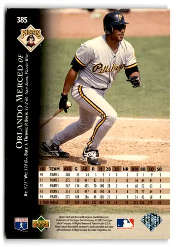 1995 Upper Deck #385 Orlando Merced NM-MT Pirates ID:72523 - Baseball Card Single