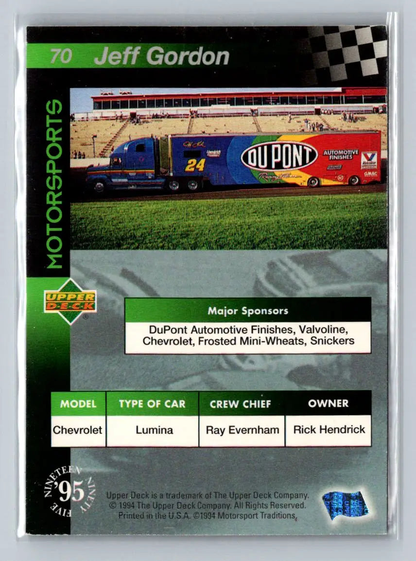 1995 Upper Deck #70 Jeff Gordon Hendrick Motorsports - Racing Card Single