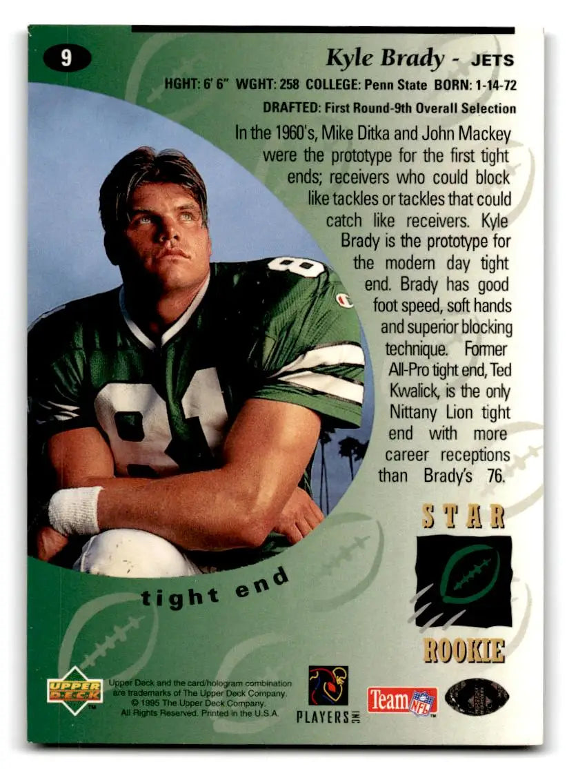 1995 Upper Deck #9 Kyle Brady - Football Card Single