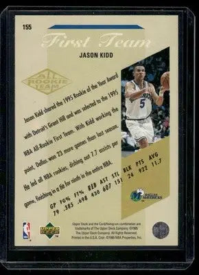1995 Upper Deck All-Rookie Team First Team Jason Kidd #155 Basketball - Basketball Card Single