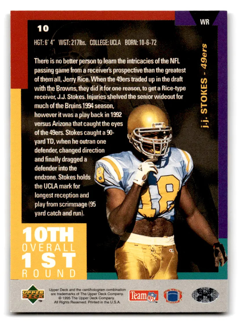 1995 Upper Deck Collector’s Choice J.J. Stokes #10 San Francisco 49ers - Football Card Single