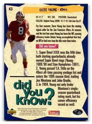 1995 Upper Deck Collector’s Choice Steve Young Player’s Club #43 49ers - Football Card Single