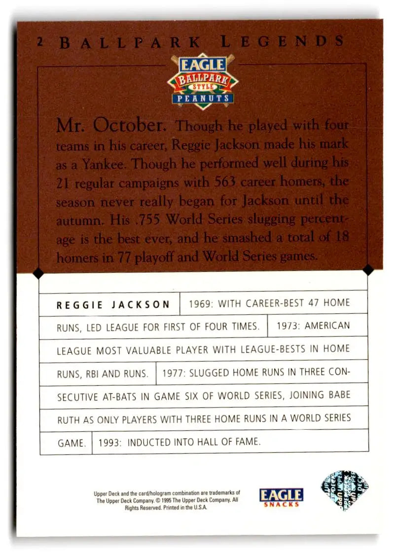 1995 Upper Deck Eagle Peanuts Legends #2 Reggie Jackson - Baseball Card Single
