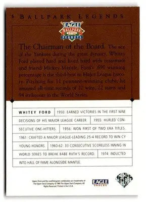1995 Upper Deck Eagle Peanuts Legends #6 Whitey Ford - Baseball Card Single