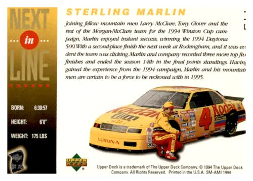 1995 Upper Deck Electric Silver #113 Sterling Marlin’s Car NM-MT - Baseball Card Single