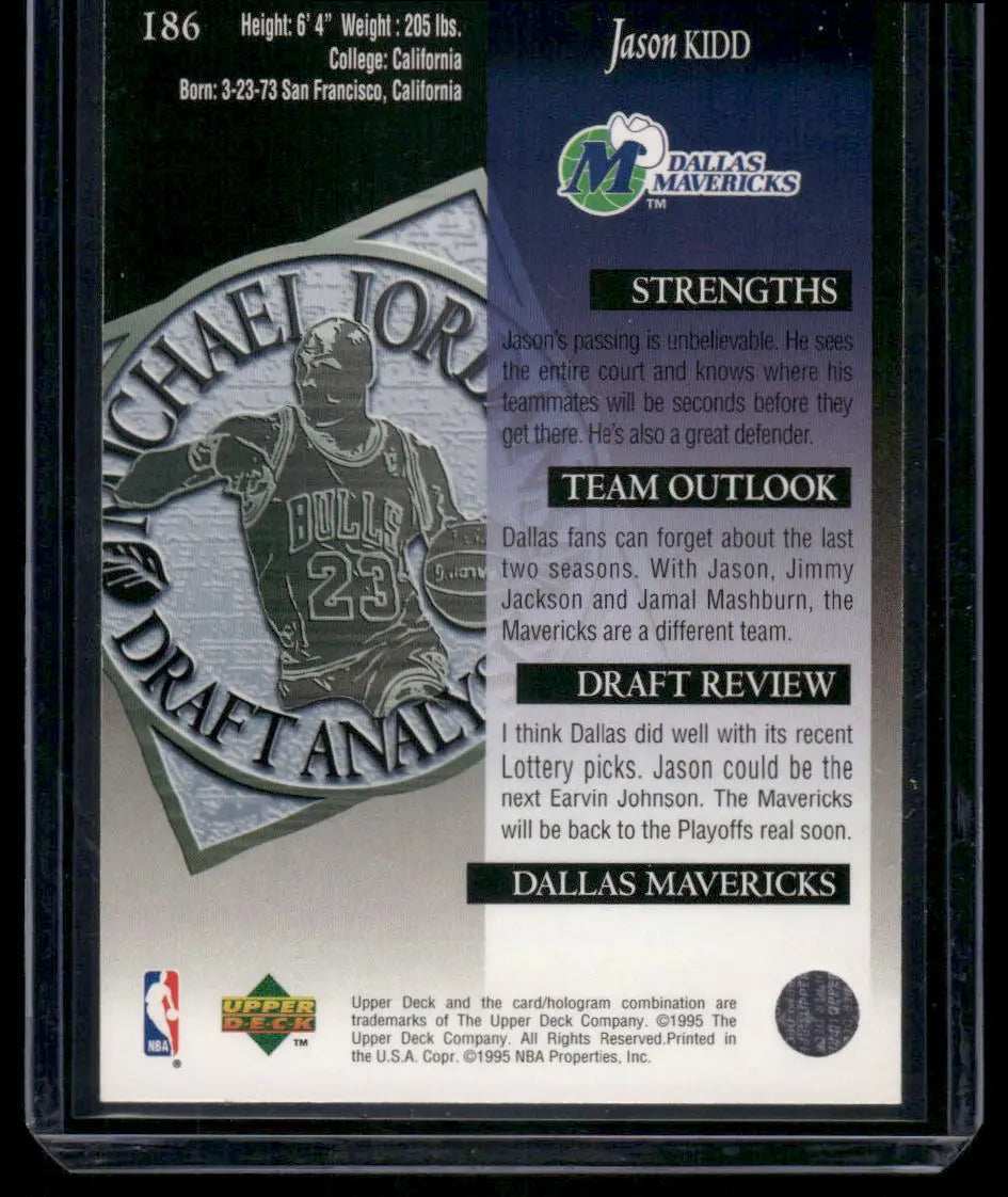 1995 Upper Deck Michael Jordan’s Draft Analysis Jason Kidd #186 Draft Analysis - Trading Card