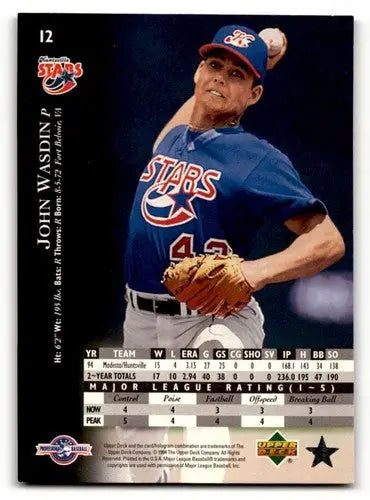 1995 Upper Deck Minors #12 John Wasdin Huntsville Stars Baseball Car ID:64370 - Baseball Card Single