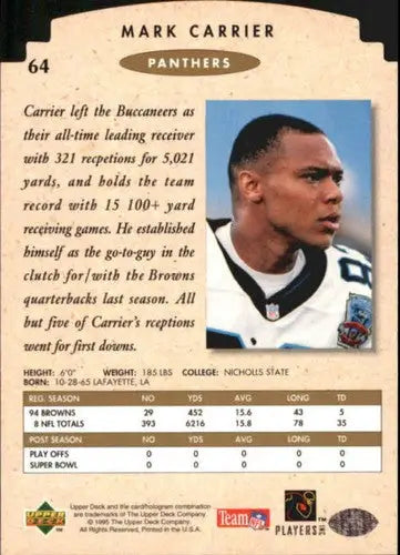 Original gloss Mark Carrier football card from 1995 Upper Deck SP Championship Die Cuts