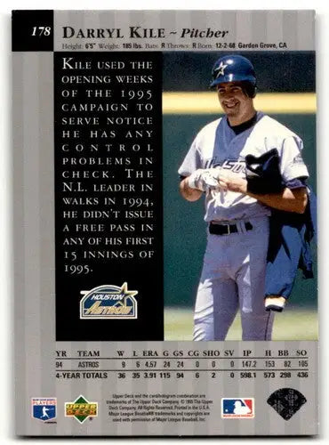 Back of 1995 Upper Deck Special Edition Baseball Card featuring Darryl Kile with original gloss