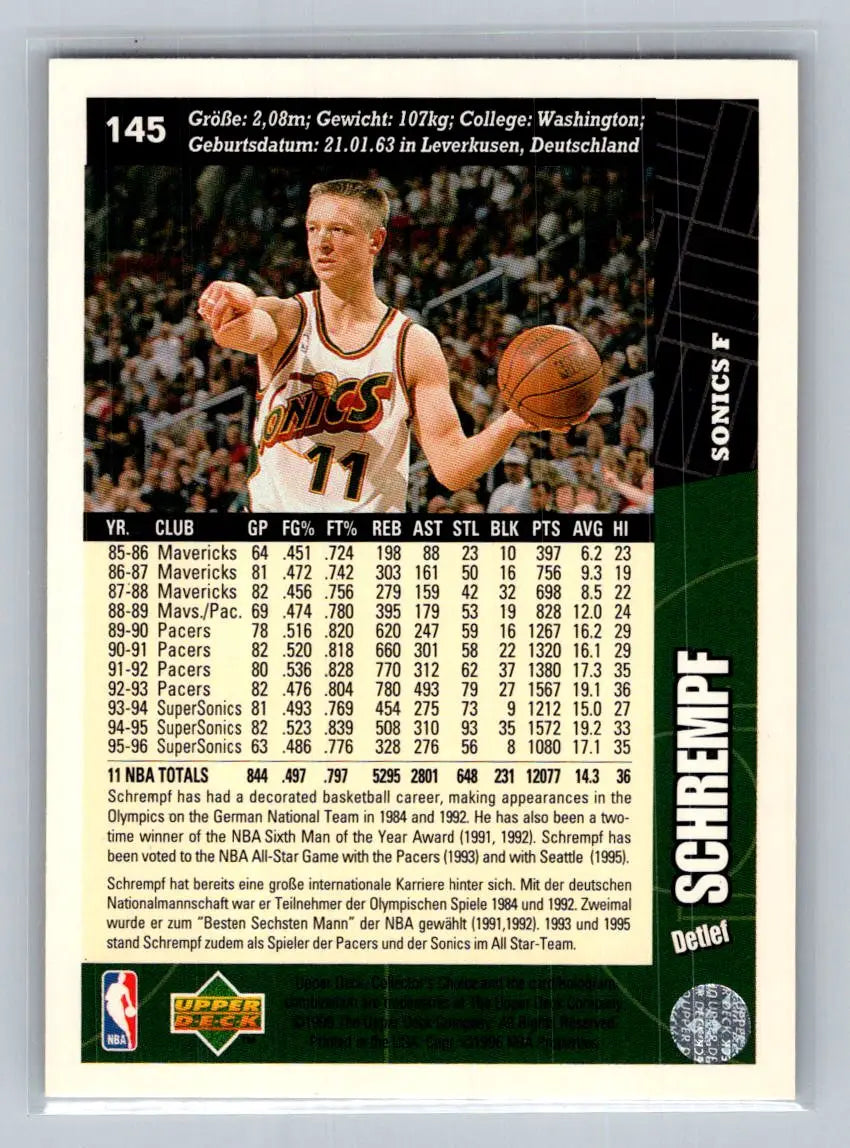 1996-97 Collector’s Choice #145 Detlef Schrempf Seattle SuperSonics - Basketball Card Single