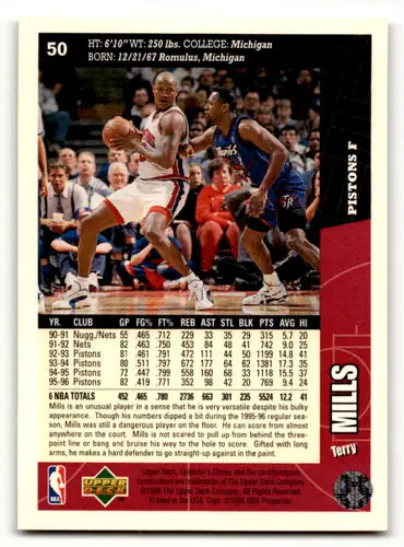 Original gloss Terry Mills basketball card from 1996-97 Collector’s Choice series