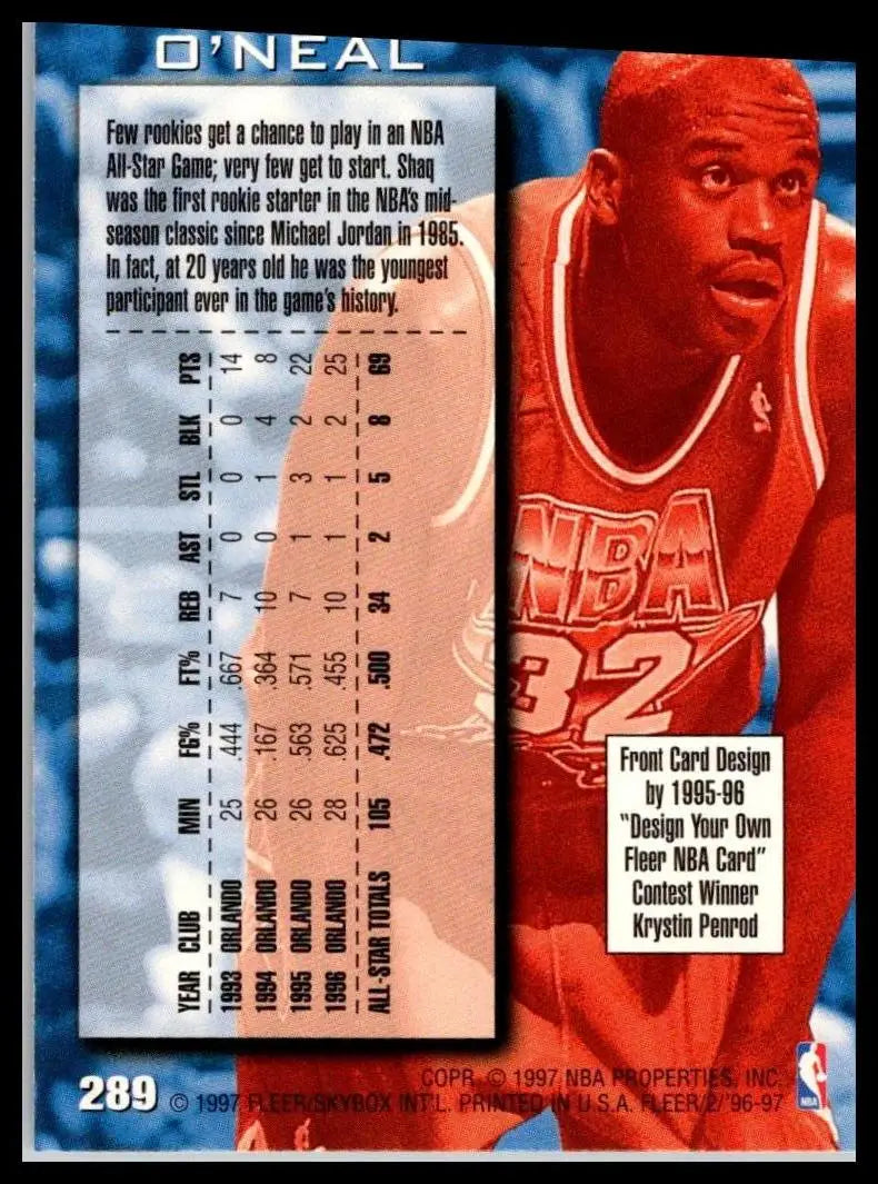 1996-97 Fleer European #319 Shaquille O’Neal trading card collectible image