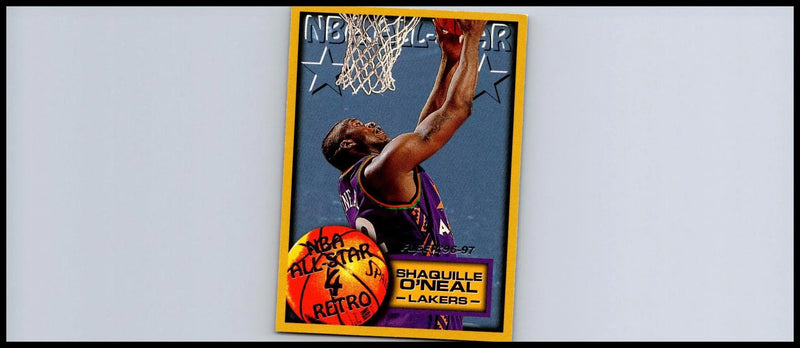 1996-97 Fleer European Shaquille O’Neal trading card featuring iconic NBA star