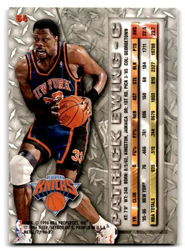 1996-97 Fleer Metal #64 Patrick Ewing NM Near Mint Knicks ID:82869 - Basketball Card Single