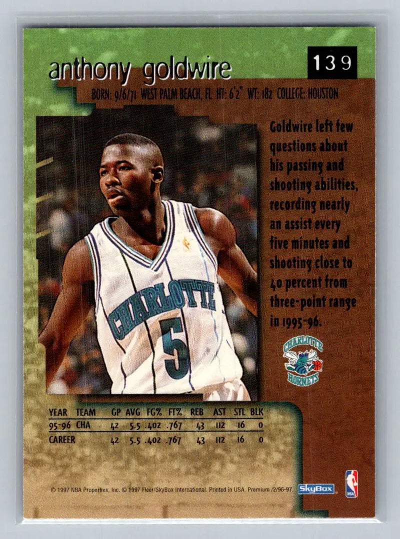 1996-97 SkyBox Premium #139 Anthony Goldwire Charlotte Hornets - Basketball Card Single