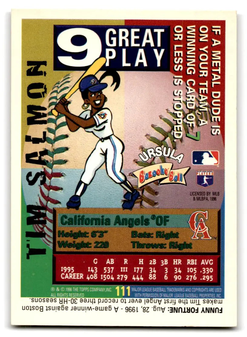 1996 Bazooka #111 Tim Salmon - Baseball Card Single