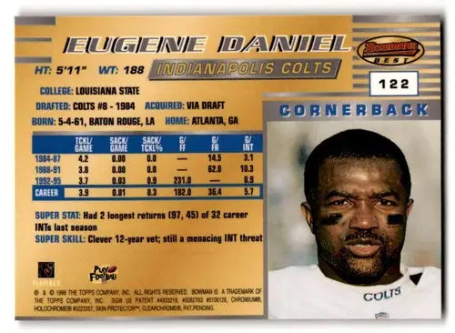 Eugene Daniel Indianapolis Colts football card from 1996 Bowman’s Best series