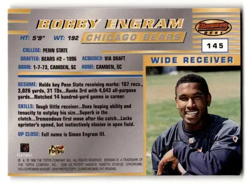 Original gloss Bobby Engram football card featuring Engram Chicago Bears collectible