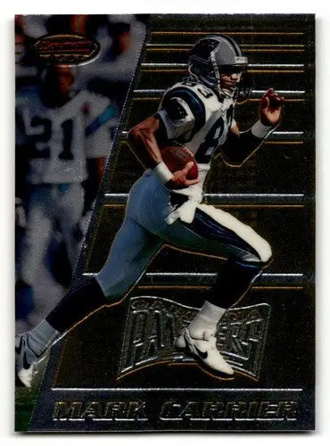 Original gloss Mark Carrier Carolina Panthers football card from 1996 Bowman’s Best