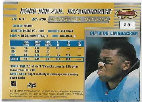 1996 Bowman’s Best #38 Micheal Barrow NM-MT Oilers - Hockey Card Single