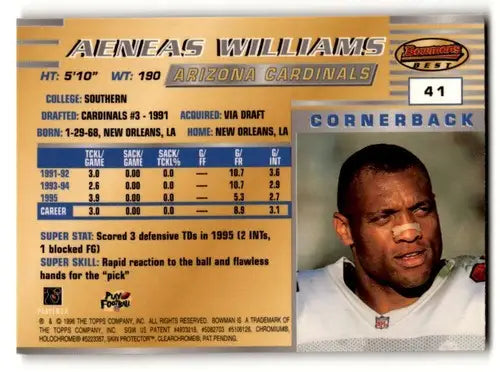 Football trading card of Aeneas Williams Arizona Cardinals Arizona Cardinals football memorabilia