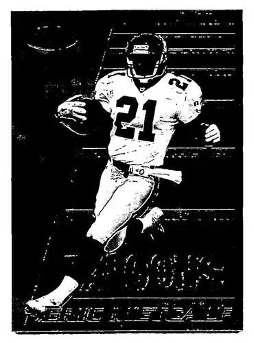 Football player running with ball, part of 1996 Bowman’s Best Eric Metcalf Atlanta Falcons card