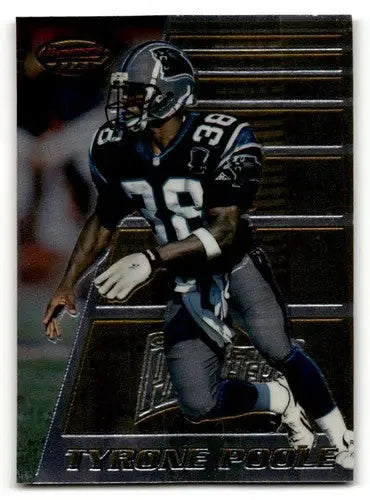 Original gloss Tyrone Poole football card featuring Tyrone Poole Carolina Panthers football player
