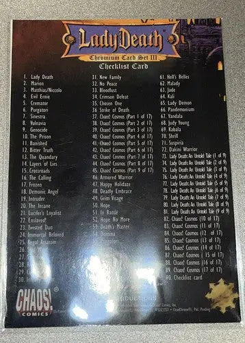 1996 Chaos KROME LADY DEATH III Chromium FRACTAL Matrix PARALLEL Checklist #90 - Other