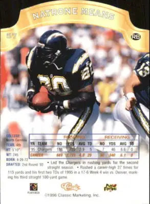 1996 Classic Pro Line DC III #57 Natrone Means NM-MT Chargers - Football Card Single