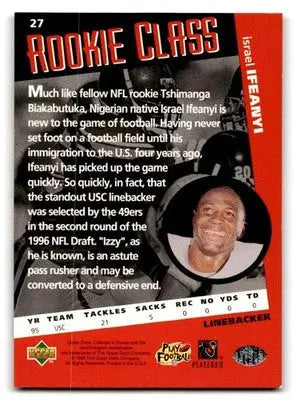 1996 Collector’s Choice #27 Israel Ifeanyi - Football Card Single