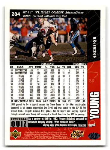 1996 Collector’s Choice #284 Steve Young EX Excellent 49ers ID:67952 - Football Card Single