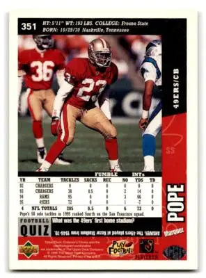 1996 Collector’s Choice #351 Marquez Pope - Football Card Single