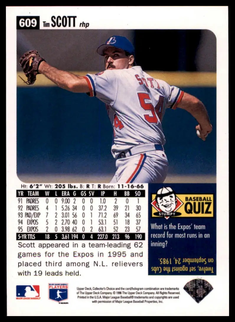 1996 Collector’s Choice Tim Scott 609 Montreal Expos NM - Baseball Card Single