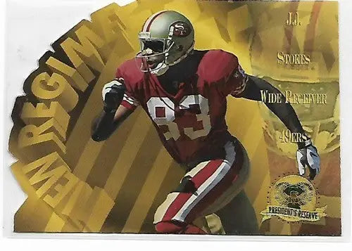 J J Stokes football card from 1996 Collector’s Edge President’s Reserve original gloss