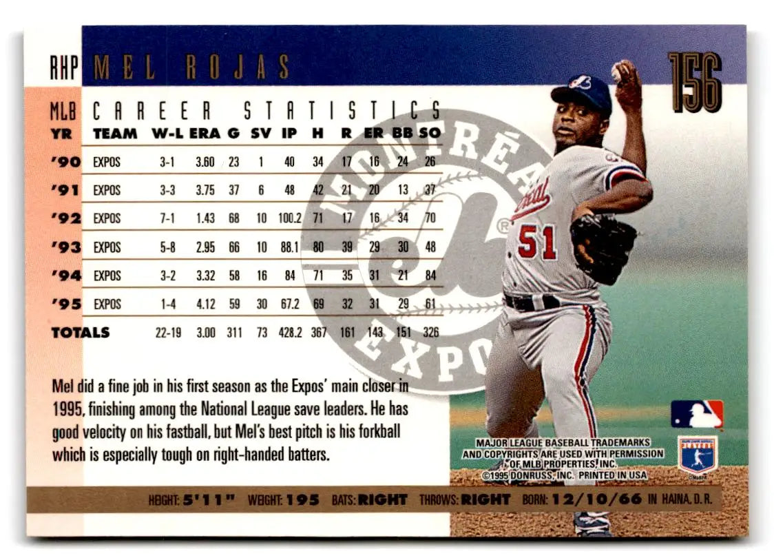 1996 Donruss #156 Mel Rojas Press Proofs - Baseball Card Single