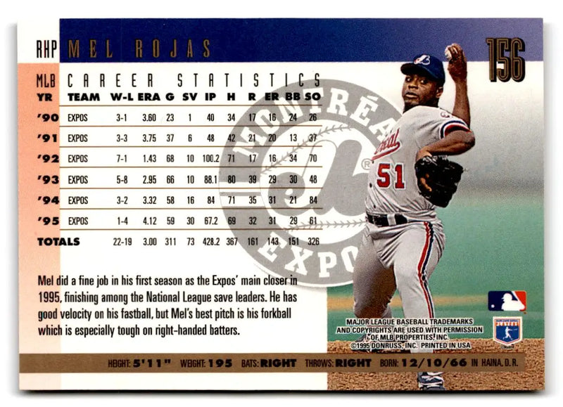 1996 Donruss #156 Mel Rojas Press Proofs - Baseball Card Single