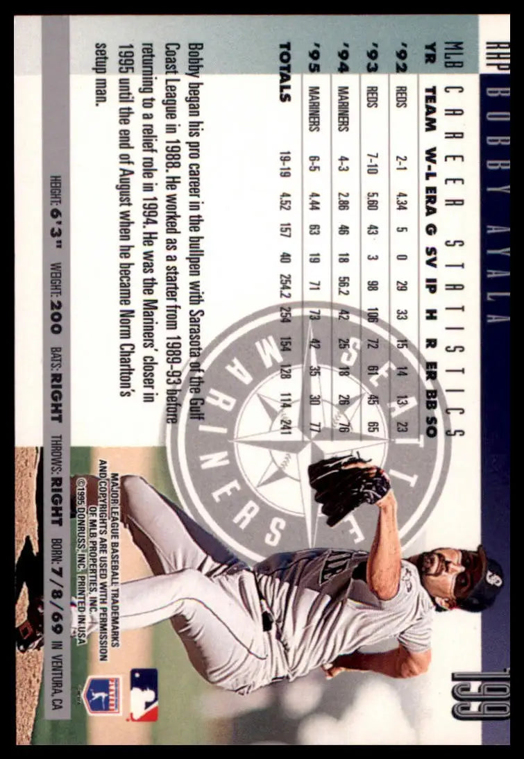 1996 Donruss Bobby Ayala 199 Seattle Mariners NM - Baseball Card Single