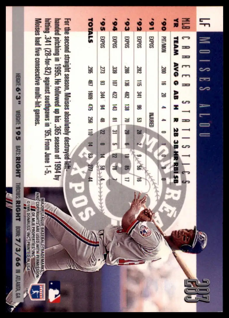 1996 Donruss Moises Alou 283 Montreal Expos NM - Baseball Card Single