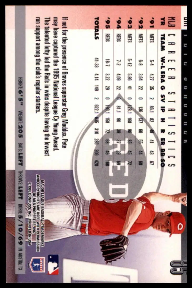 1996 Donruss Pete Schourek 85 Cincinnati Reds NM - Baseball Card Single