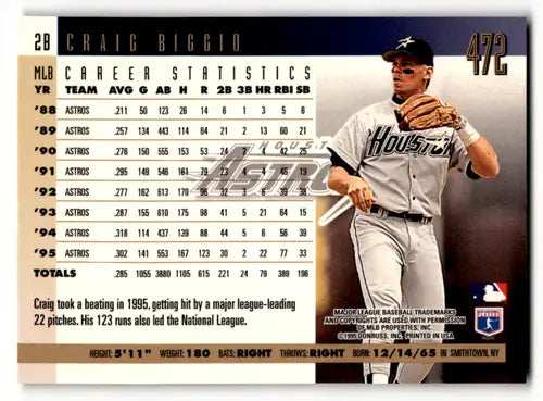 1996 Donruss Press Proofs #472 Craig Biggio NM Near Mint Astros ID:58498 - Baseball Card Single