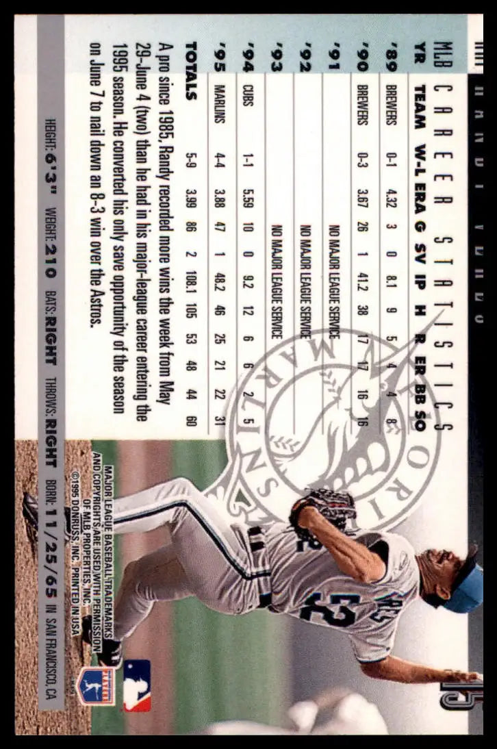 1996 Donruss Randy Veres 15 Florida Marlins NM - Baseball Card Single
