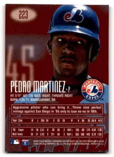 Original gloss Pedro Martinez Montreal baseball card from 1996 E-Motion XL series