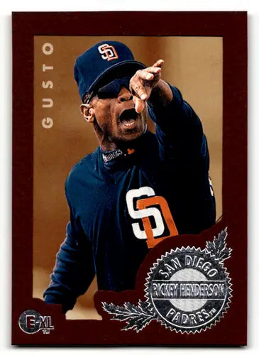 Original gloss Rickey Henderson baseball card from 1996 E-Motion XL featuring Rickey Henderson
